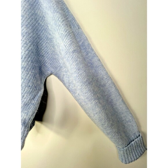 Los Angeles Atelier Women Alpaca Wool Blue Sweater Long Sleeve Mock Neck Sz L - Picture 3 of 8